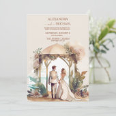Invitation Whimsical Watercolor Beach Destination Mariage (Debout devant)