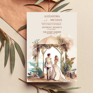 Invitation Whimsical Watercolor Beach Destination Mariage