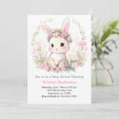 Invitation Whimsical Watercolor Bunny Girl Baby shower (Debout devant)