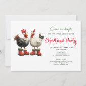 Invitation Whimsical Watercolor Chickens Modern Party Invite (Devant)