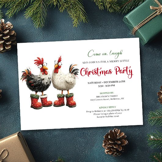 Invitation Whimsical Watercolor Chickens Modern Party Invite