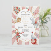 Invitation Whimsical Watercolor Circus Carnival Baby Shower (Debout devant)