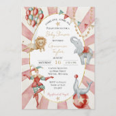 Invitation Whimsical Watercolor Circus Carnival Baby Shower (Devant)