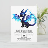 Invitation Whimsical Watercolor Dragon Digital Anniversaire (Debout devant)