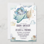 Invitation Whimsical Watercolor Elephant Baby shower avion (Devant)