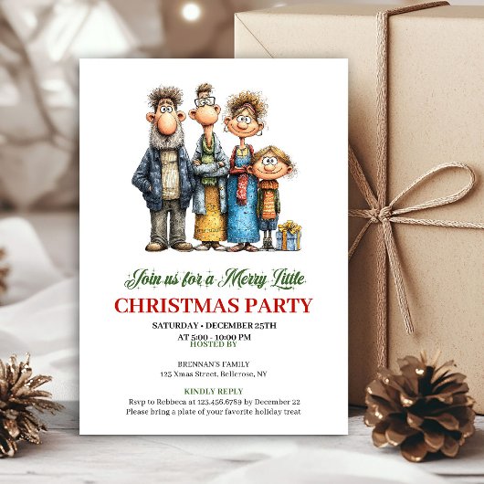 Invitation Whimsical Watercolor Family Christmas Party Invite