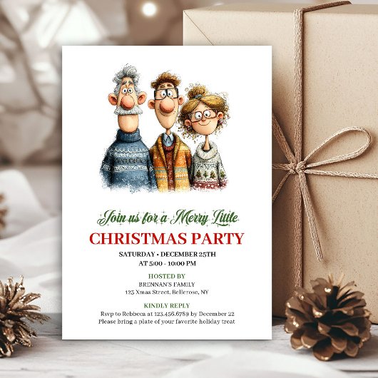 Invitation Whimsical Watercolor Family Editable Christmas 