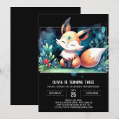 Invitation Whimsical Watercolor Fox Anniversaire numérique (Devant / Derrière)