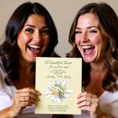 Invitation Whimsical Watercolor Hummingbird & Daisy