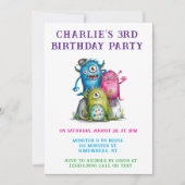 Invitation Whimsical Watercolor Monsters Fête d'anniversaire  (Devant)