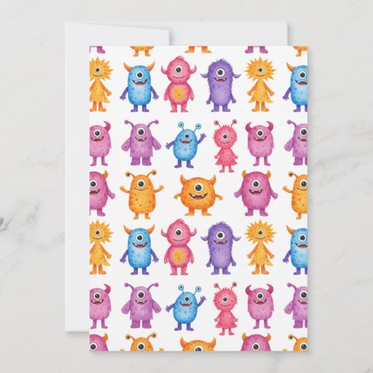 Invitation Whimsical Watercolor Monsters Fête d'anniversaire (Dos)