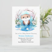 Invitation Whimsical Watercolor Otter Blue Boy Baby shower (Debout devant)