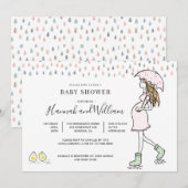 Invitation Whimsical Watercolor Rainy Day Baby Shower (Devant / Derrière)