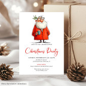 Invitation Whimsical Watercolor Santa Funny Holiday Invite