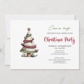 Invitation Whimsical watercolor tree funny Christmas invite (Devant)