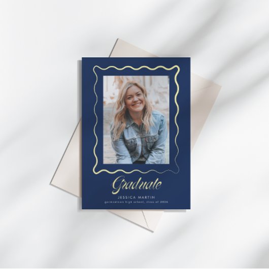 Invitation Whimsical Wavy Border Graduation Announcement