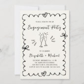 Invitation Whimsical Wavy Frame Cream Photo Engagement Party (Devant)