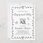 Invitation Whimsical Wavy Frame Photo Engagement Party (Devant)