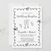 Invitation Whimsical Wavy Frame Photo Wedding Reception (Devant)