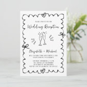 Invitation Whimsical Wavy Frame Photo Wedding Reception (Debout devant)
