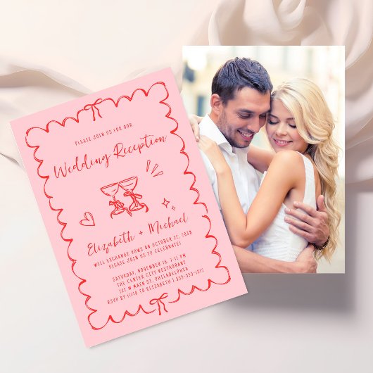 Invitation Whimsical Wavy Frame Photo Wedding Reception