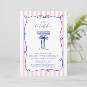 Invitation Whimsical Wavy Frame Tini Bit Ancien 30e anniversa (Debout devant)
