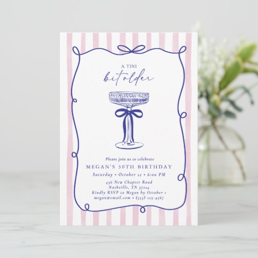 Invitation Whimsical Wavy Frame Tini Bit Ancien 30e anniversa (Debout devant)