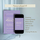 Invitation Whimsical Wavy of Light Purple Soft Blue Aqiqah