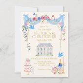Invitation Whimsical Wedding Chateau Mansion (Devant)