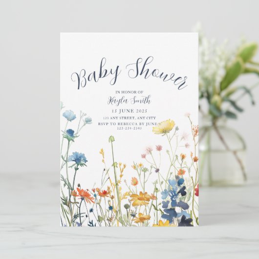 Invitation Whimsical White Fleur sauvage (Debout devant)