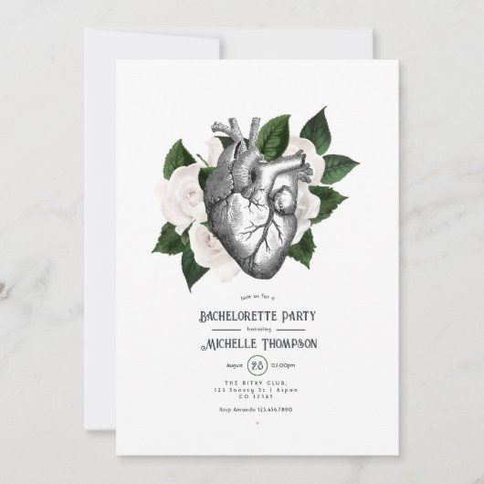 Invitation Whimsical White Floral Gothique Bachelorette Party (Devant)