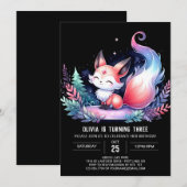 Invitation Whimsical Wild Fox Birthday numérique (Devant / Derrière)