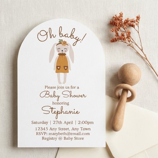 Invitation Whimsical Wildflower Bunny Baby Shower Invite