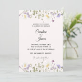 Invitation Whimsical Wildflower Meadow Border Wedding  (Debout devant)