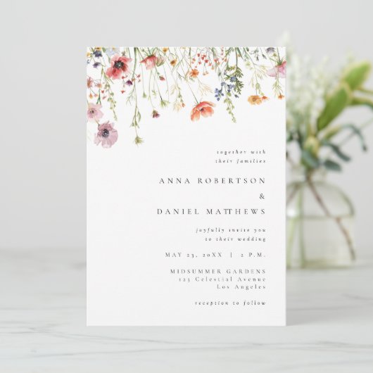 Invitation Whimsical Wildflower QR Code Wedding (Debout devant)