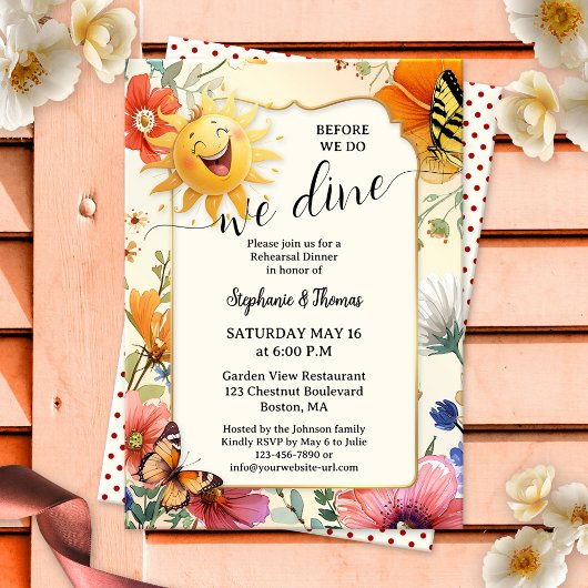 Invitation Whimsical Wildflower Watercolor Rehearsal Dinner