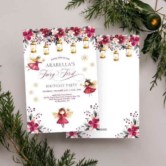 Invitation Whimsical Winter Fairy First Birthday Party
