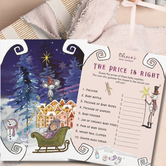 Invitation Whimsical Winter Fairy Price is Right Baby Shower 