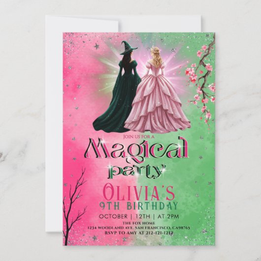 Invitation Whimsical Witch Birthday Party (Devant)