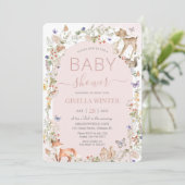 Invitation Whimsical Woodland Animals Wildflower Baby Shower (Debout devant)