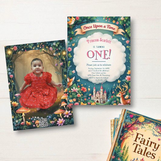 Invitation Whimsical Woodland Castle Fairytale 1st Birthday