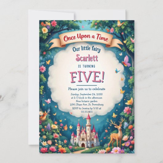 Invitation Whimsical Woodland Castle Fairytale Anniversaire d (Devant)