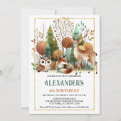 Invitation Whimsical Woodland fête d'anniversaire (Devant)