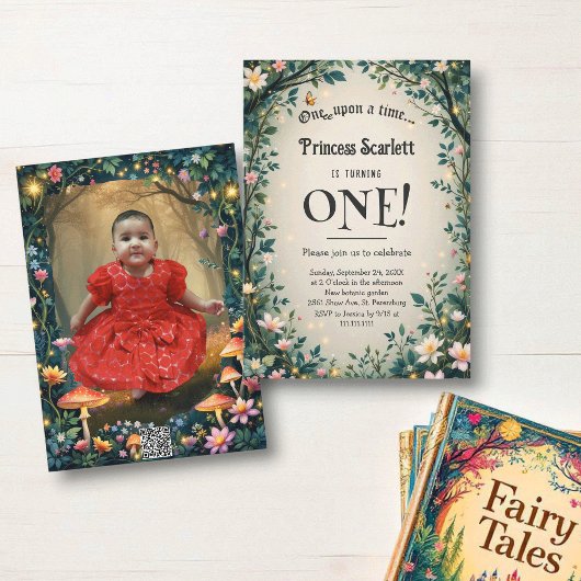 Invitation Whimsical Woodland Forest Fairytale 1st Birthday