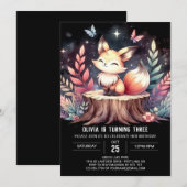 Invitation Whimsical Woods Fox Anniversaire (Devant / Derrière)