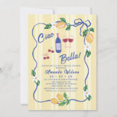 Invitation Whimsical Yellow Strip Ciao Bella Fête des mariées (Devant)