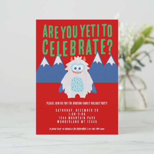 Invitation Whimsical Yeti Fête (Debout devant)