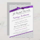 Invitation Whimsical Zigzag Purple Fête des mariées (Devant / Derrière)