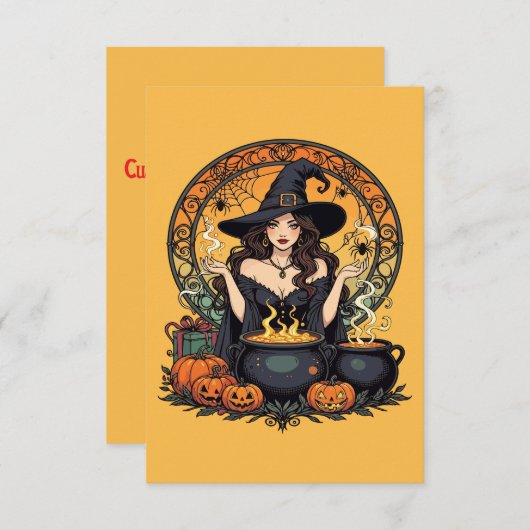 Invitation Whimsically Enchanting Witch With Spiders (Devant / Derrière)
