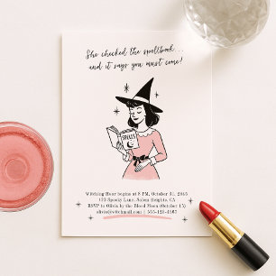 Invitation Whimsique   Retro Spellbook sorcière Halloween Par